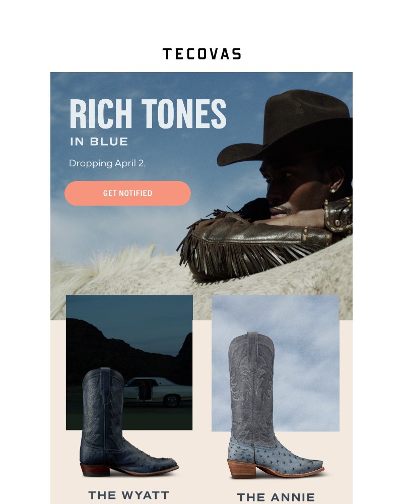 Screenshot of email sent to a Tecovas Newsletter subscriber