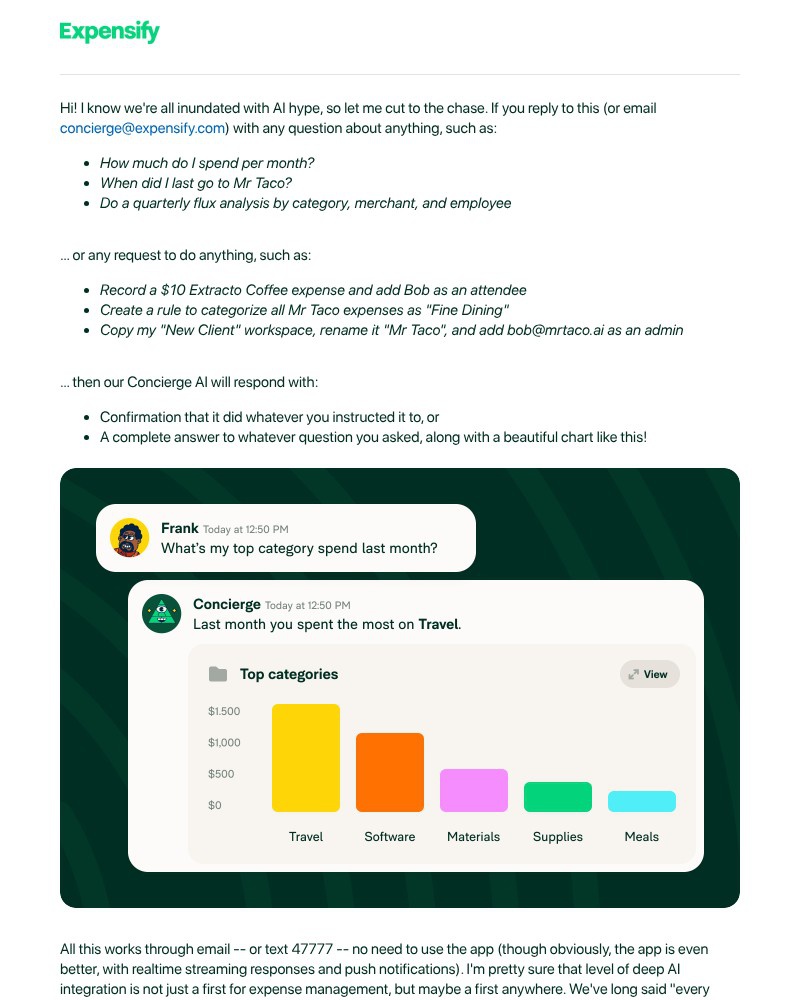 Screenshot of email sent to a Expensify Registered user