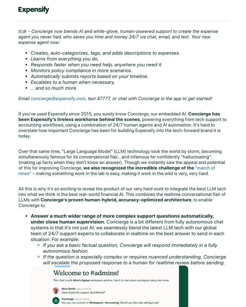 Screenshot of email sent to a Expensify Registered user