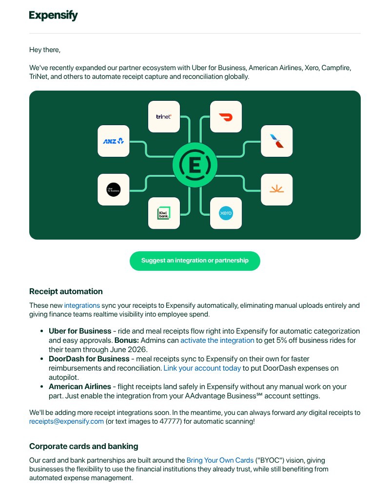 Screenshot of email sent to a Expensify Registered user