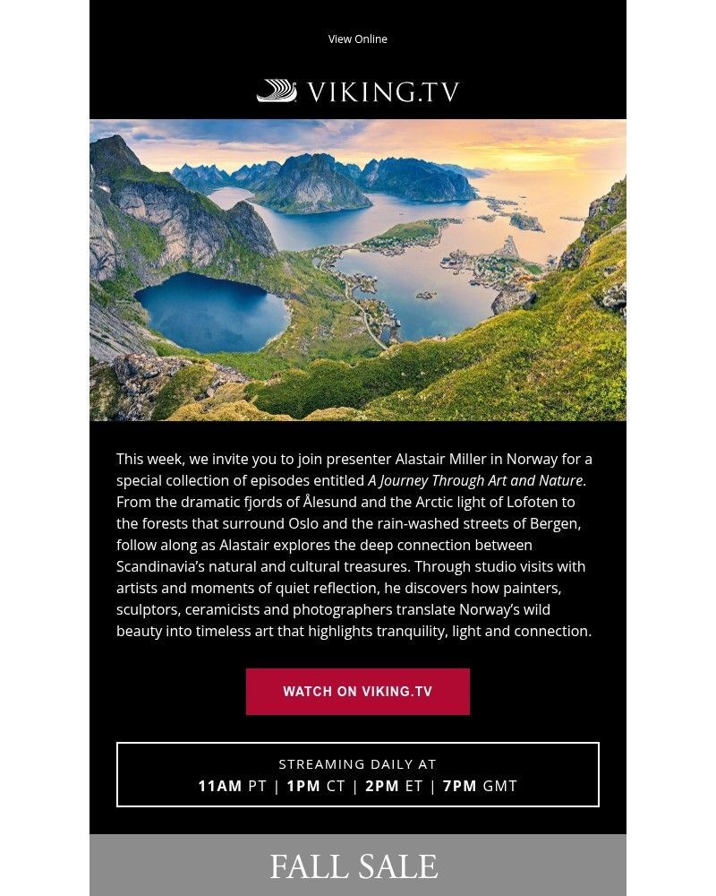 Screenshot of email sent to a Viking Cruises Newsletter subscriber