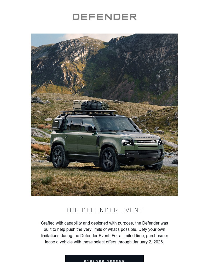 Screenshot of email sent to a Land Rover Newsletter subscriber