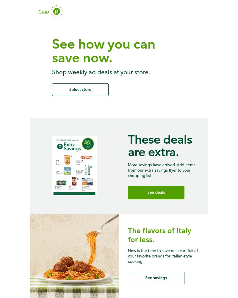 Screenshot of email sent to a Publix Registered user
