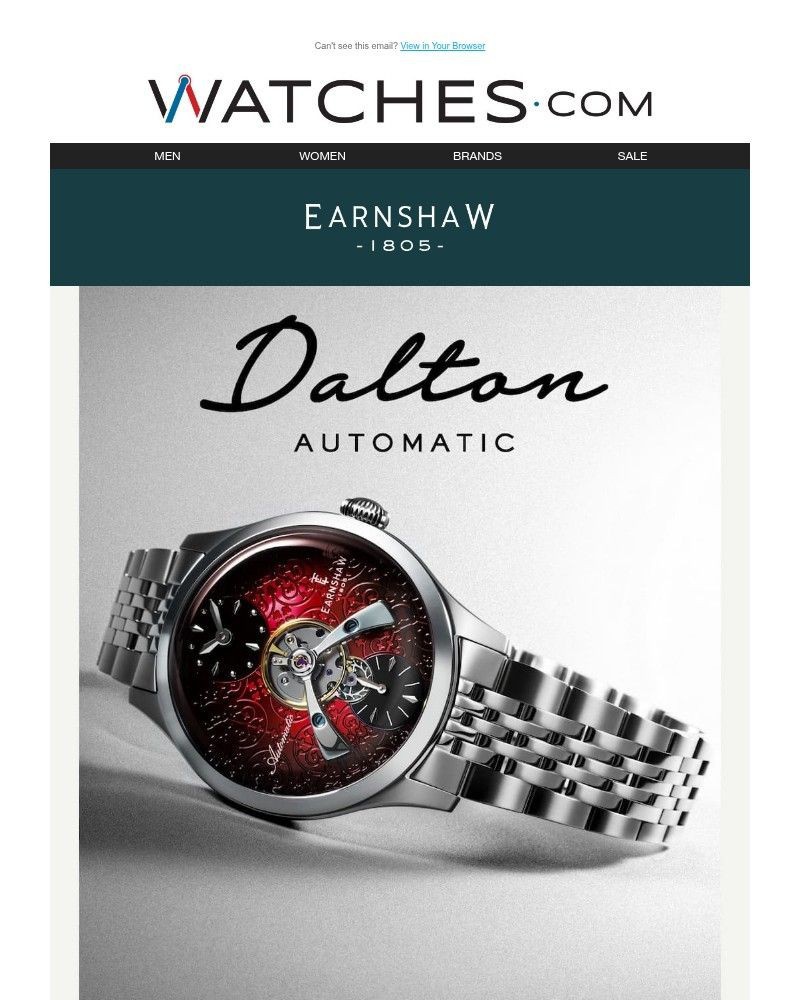 Screenshot of email sent to a Watches.com Newsletter subscriber