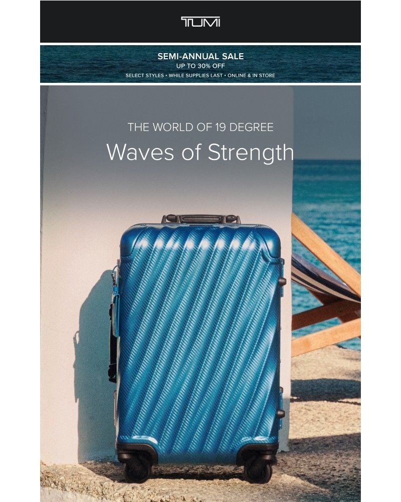 Screenshot of email sent to a Tumi Newsletter subscriber