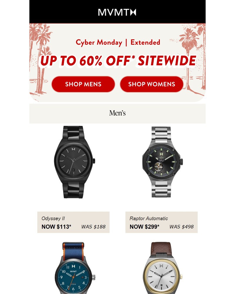 Screenshot of email sent to a MVMT Newsletter subscriber