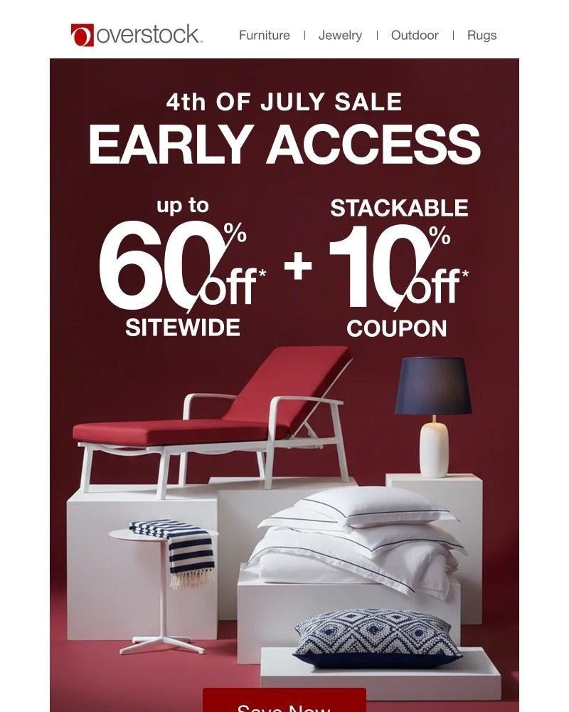 Screenshot of email sent to a Overstock Newsletter subscriber