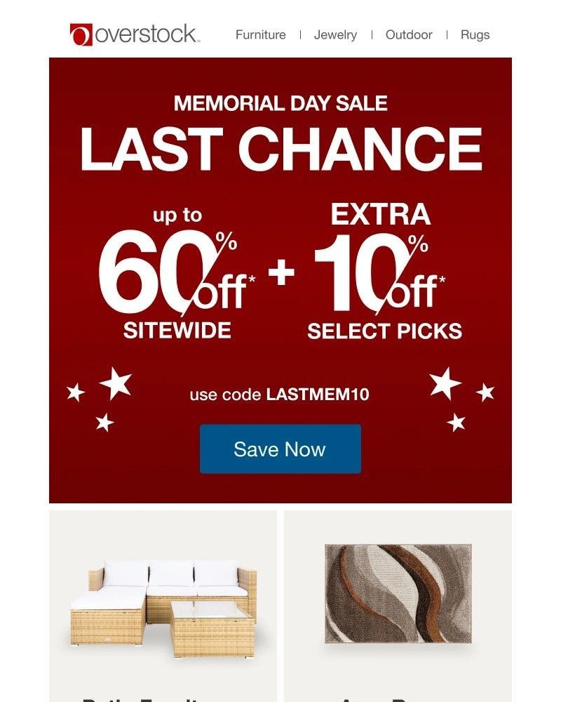 Screenshot of email with subject /media/emails/extra-10-offmemorial-day-last-chance-8b9d53-cropped-e463075e.jpg