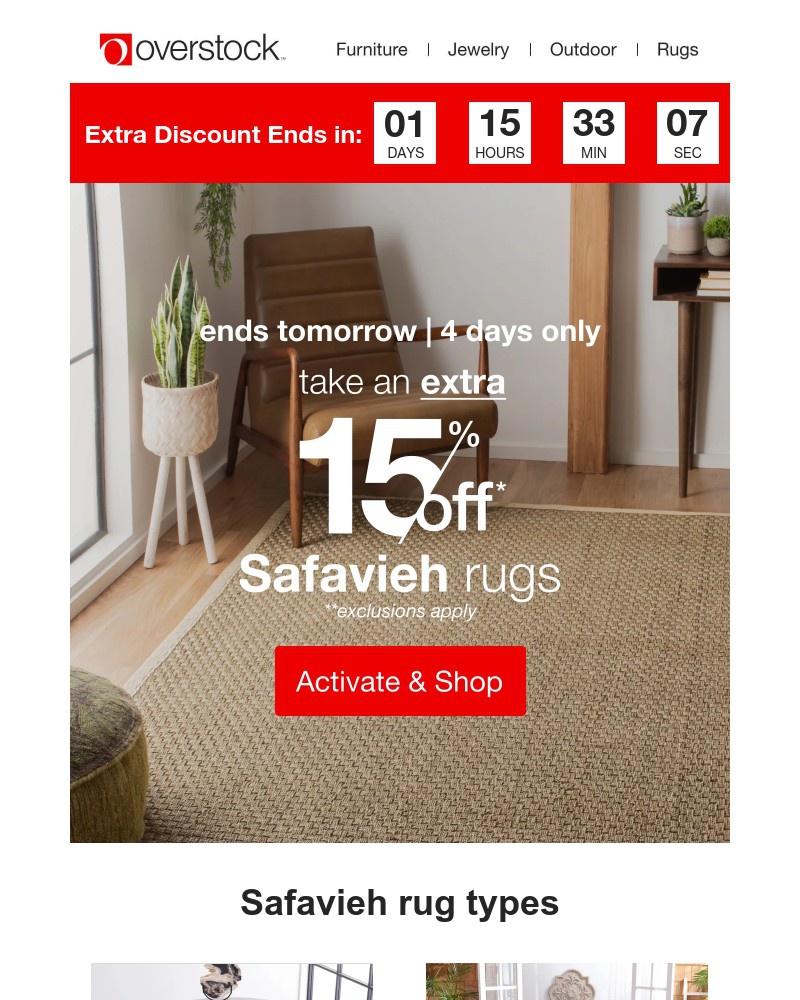 Screenshot of email with subject /media/emails/extra-15-off-safavieh-rugs-till-tomorrow-231b70-cropped-a990745d.jpg