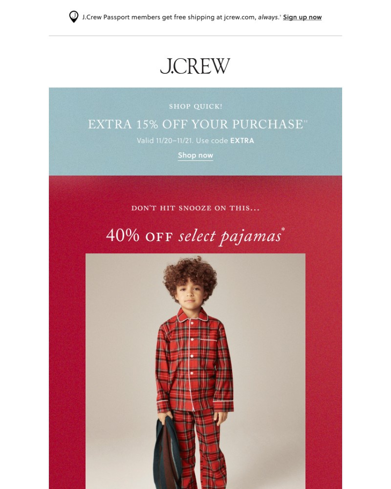 Screenshot of email sent to a J.Crew Newsletter subscriber