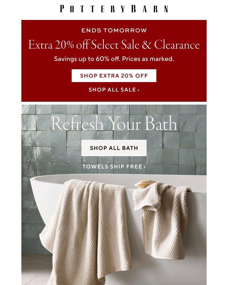 Screenshot of email sent to a Pottery Barn Cart abandoner