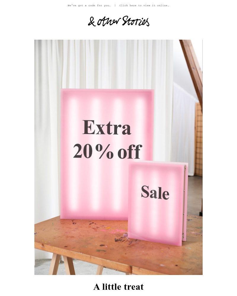 Screenshot of email with subject /media/emails/extra-20-off-sale-2-cropped-a98a1999.jpg