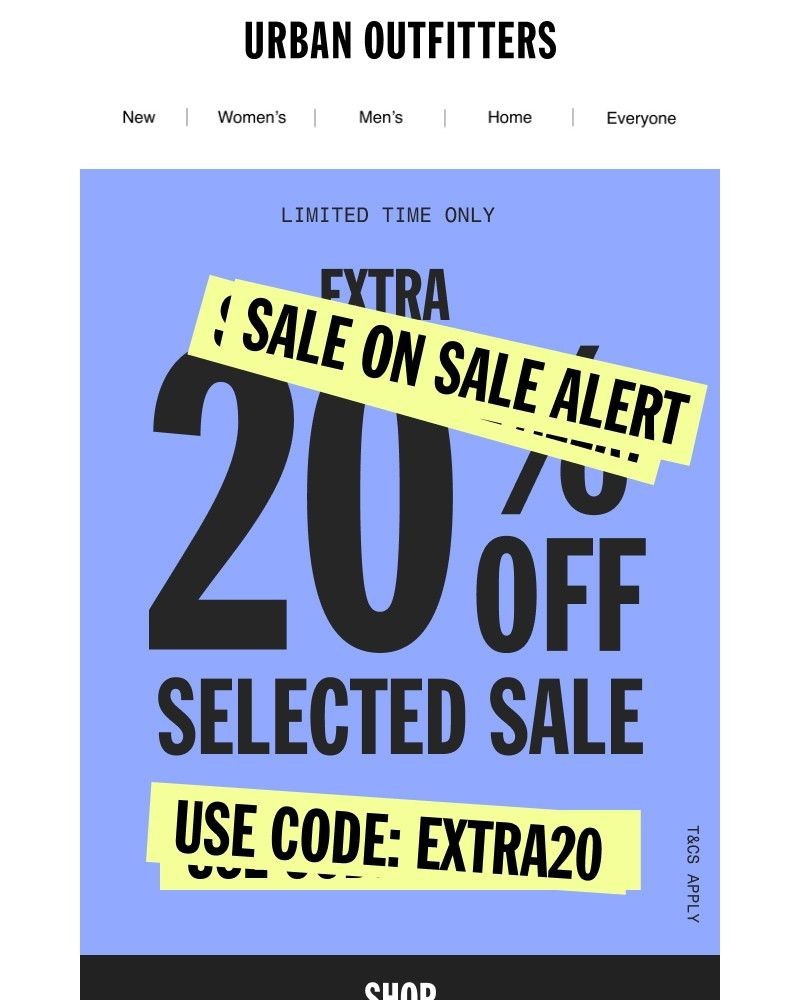 Screenshot of email sent to a Urban Outfitters Newsletter subscriber