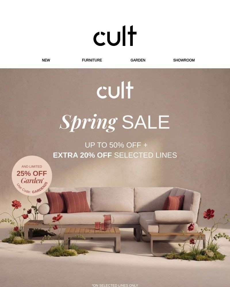 Screenshot of email sent to a Cult Furniture Cart abandoner