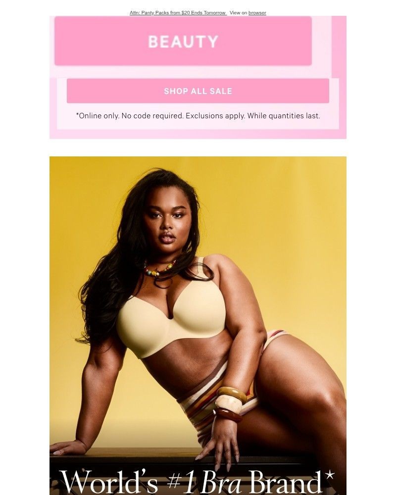 Screenshot of email sent to a Victoria's Secret Newsletter subscriber