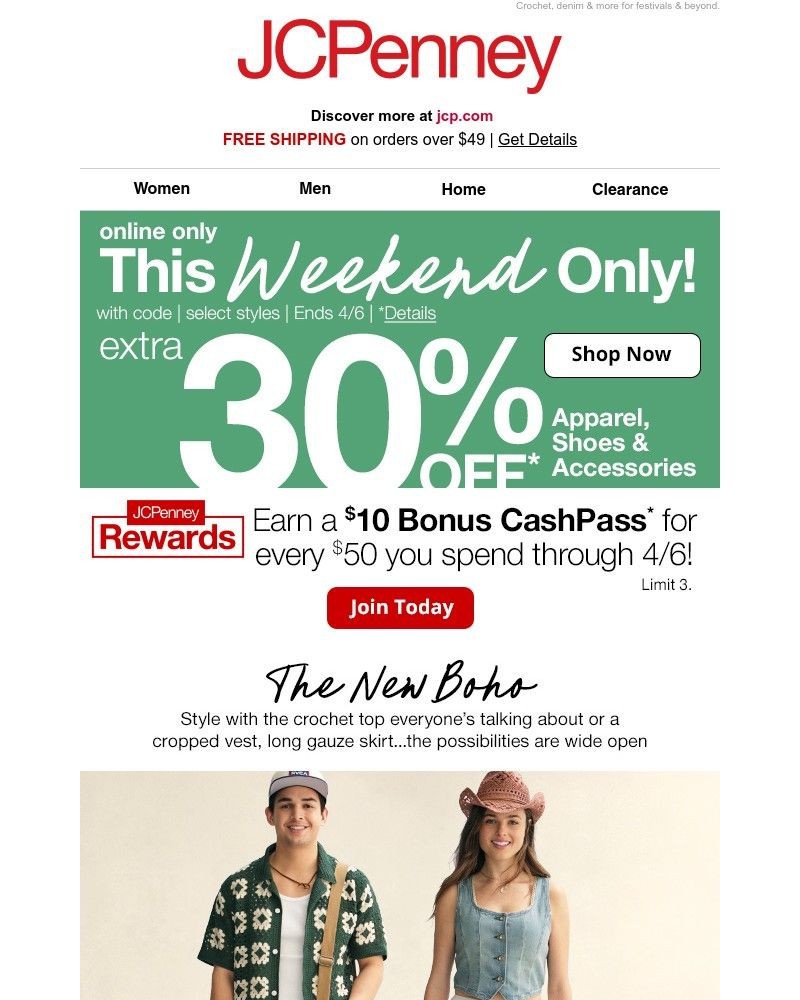 Screenshot of email with subject /media/emails/extra-30-off-boho-styles-online-only-e29f0a-cropped-4f50efc6.jpg