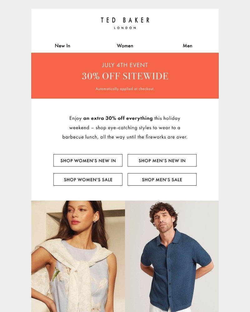 Screenshot of email sent to a Ted Baker Newsletter subscriber