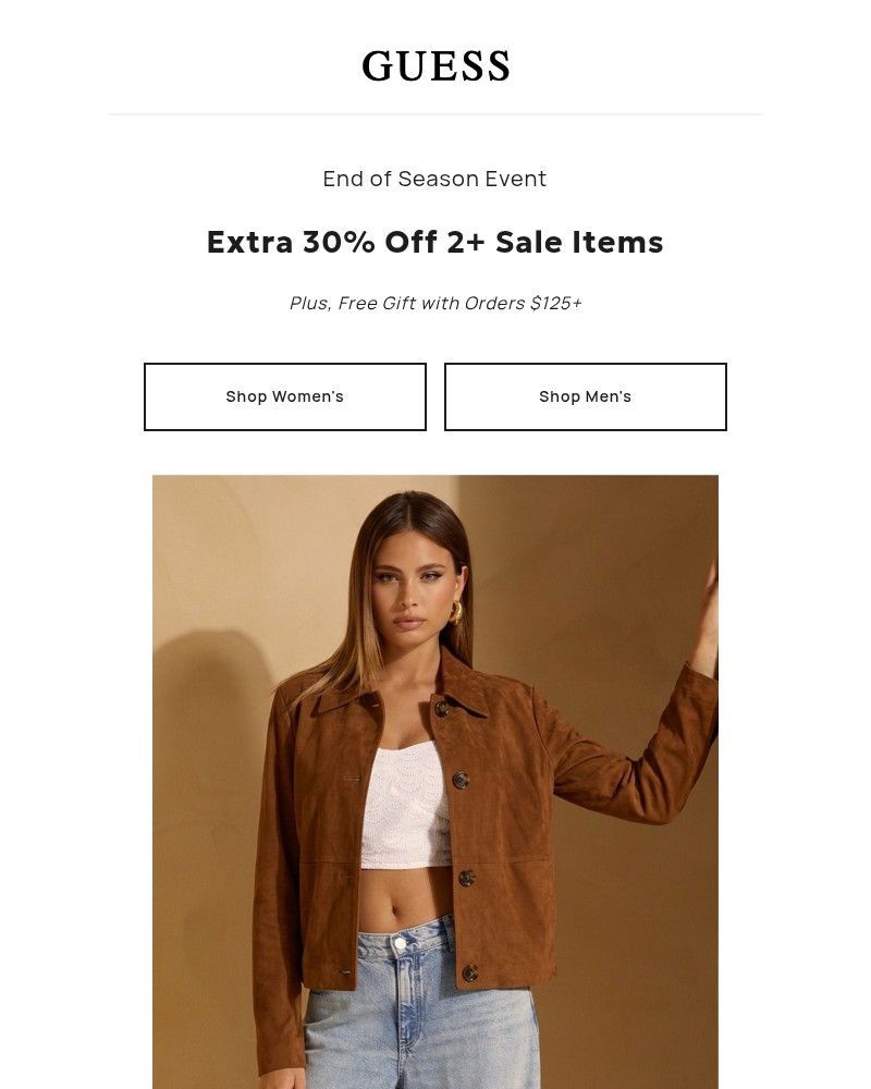 Screenshot of email sent to a Guess Newsletter subscriber