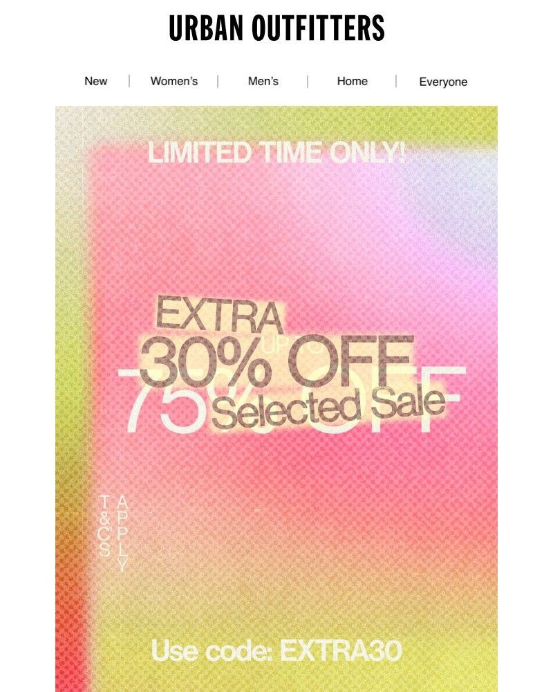 Screenshot of email sent to a Urban Outfitters Newsletter subscriber