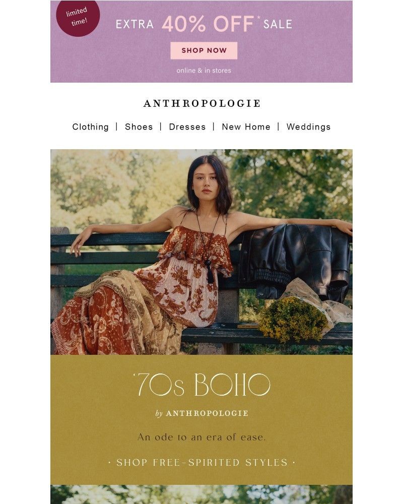 Screenshot of email sent to a Anthropologie Newsletter subscriber
