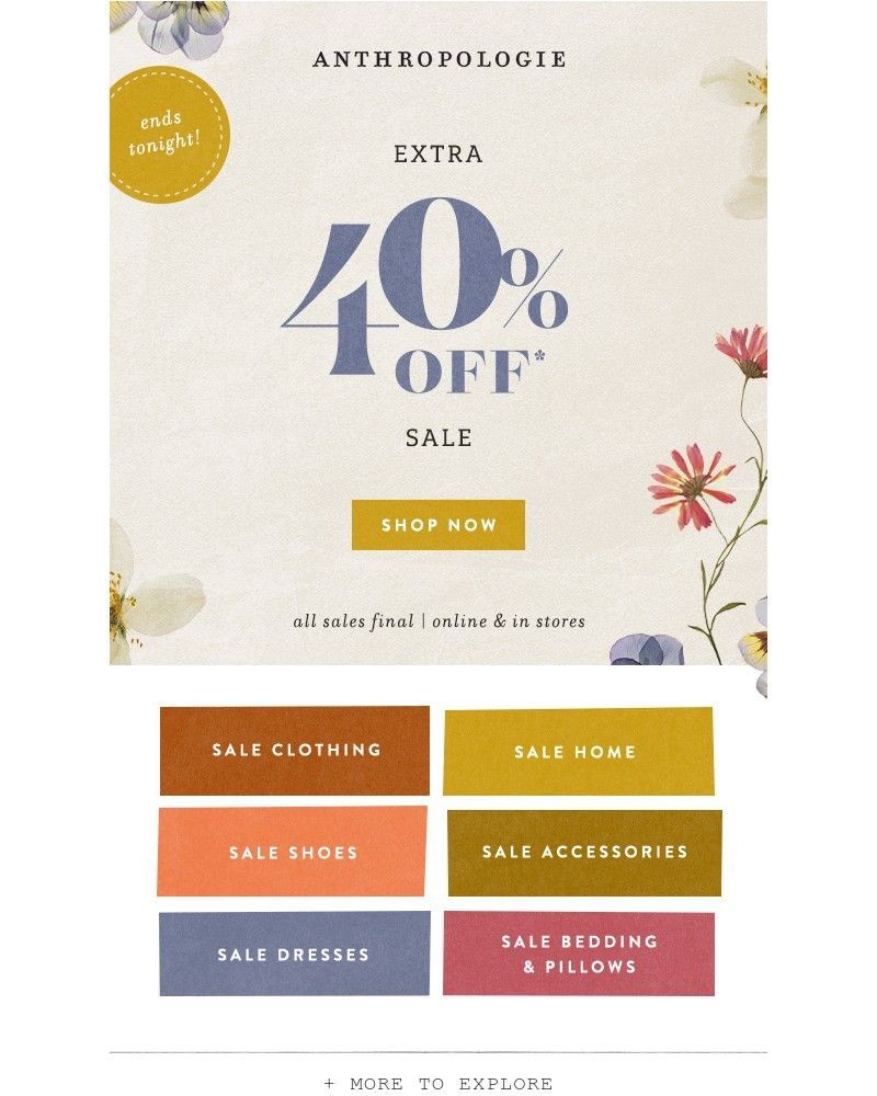 Screenshot of email sent to a Anthropologie Newsletter subscriber