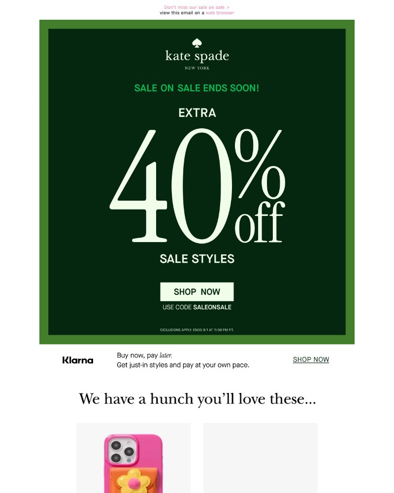 Screenshot of email with subject /media/emails/extra-40-off-sale-ends-tomorrow-c3a15c-cropped-0ec0a153.jpg