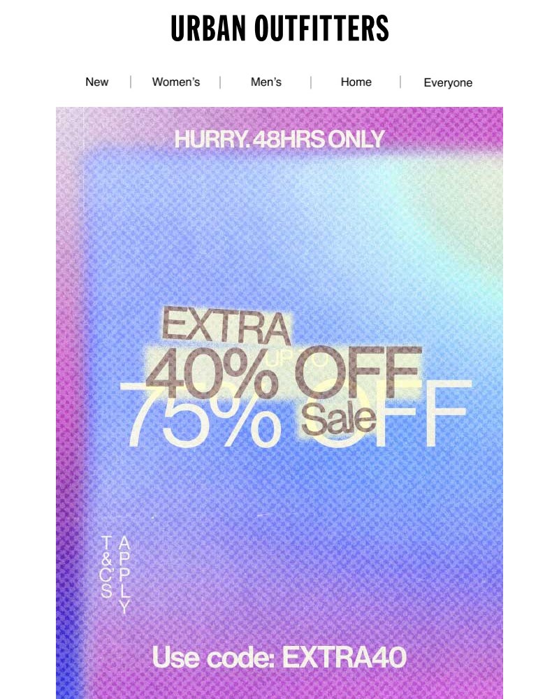 Screenshot of email sent to a Urban Outfitters Newsletter subscriber