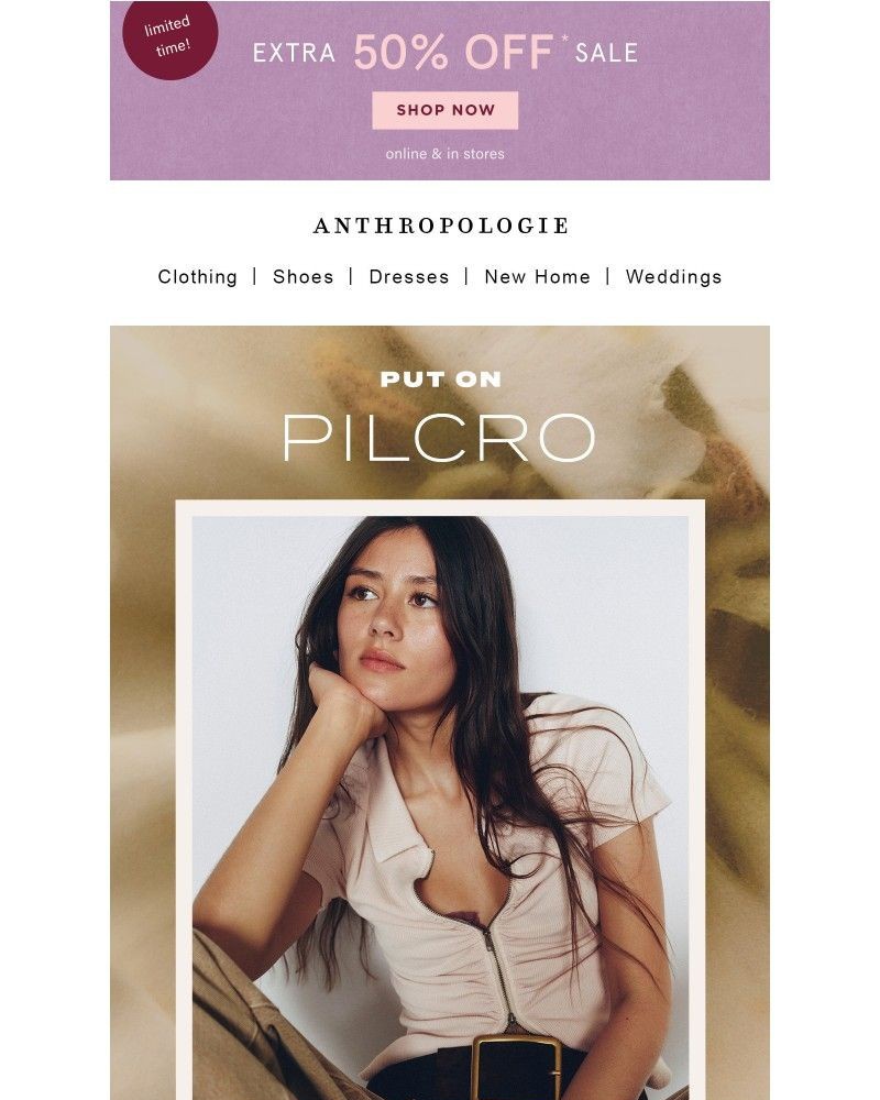 Screenshot of email sent to a Anthropologie Newsletter subscriber