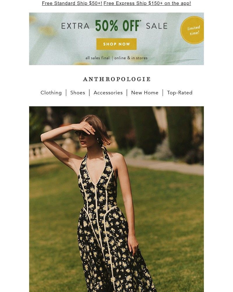 Screenshot of email sent to a Anthropologie Newsletter subscriber