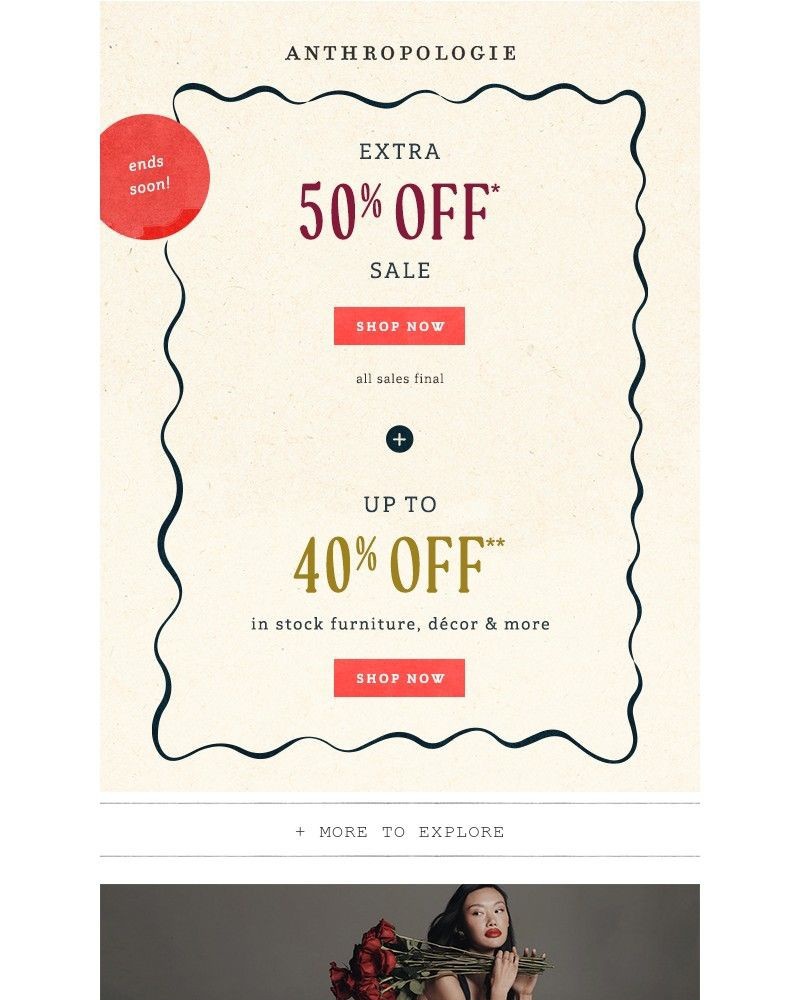 Screenshot of email with subject /media/emails/extra-50-off-sale-ends-soon-1f2d40-cropped-57b2af40.jpg