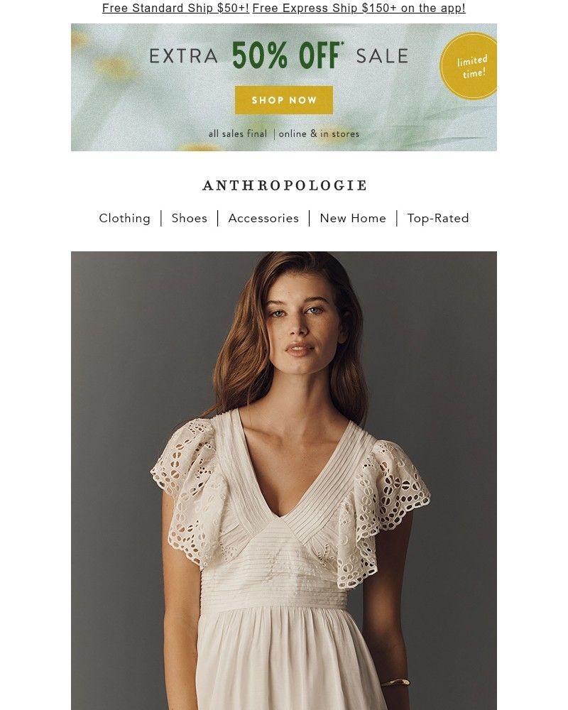 Screenshot of email sent to a Anthropologie Newsletter subscriber