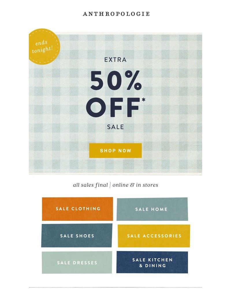 Screenshot of email sent to a Anthropologie Newsletter subscriber