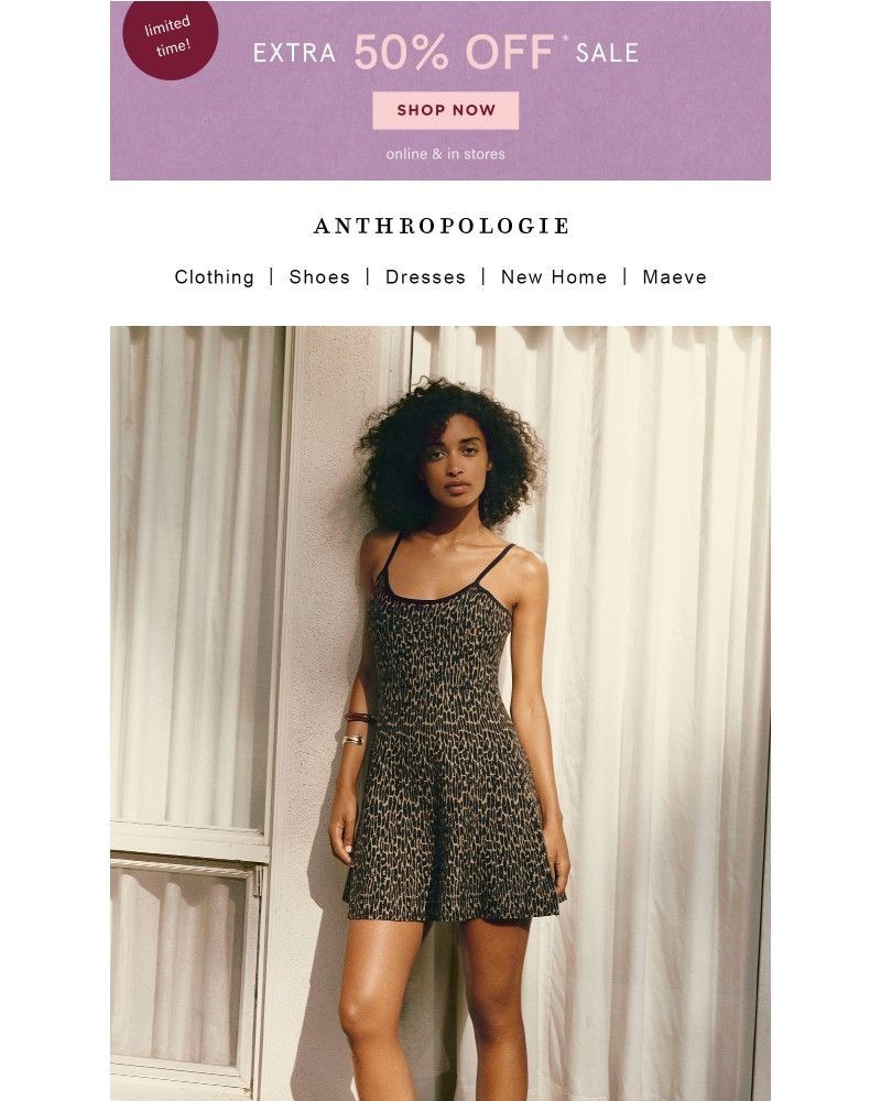 Screenshot of email sent to a Anthropologie Newsletter subscriber
