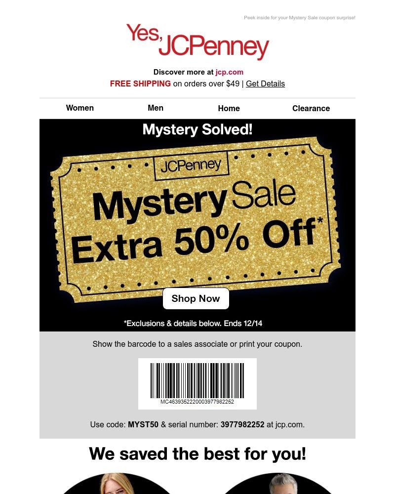 Screenshot of email with subject /media/emails/extra-50-off-you-cracked-the-code-9ff1d3-cropped-9370cf24.jpg