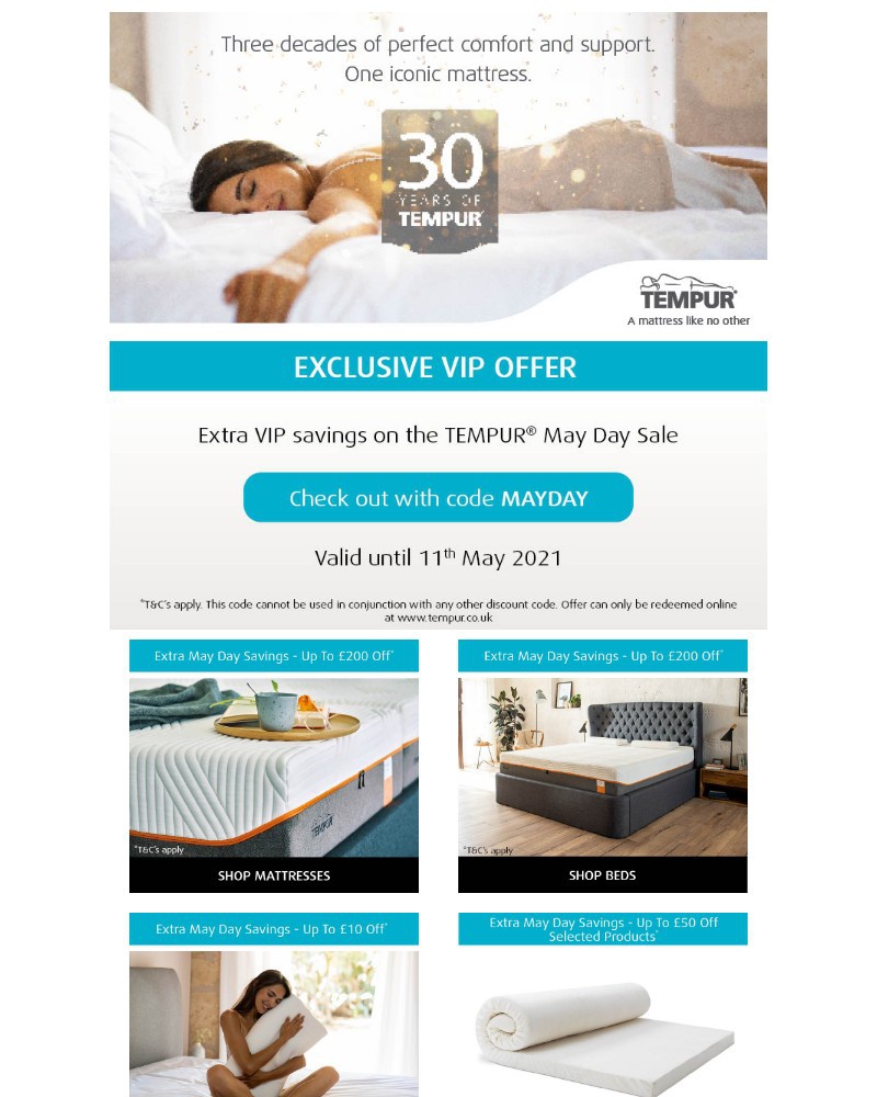 Screenshot of email with subject /media/emails/extra-may-day-sale-savings-for-tempur-vips-09c0b3-cropped-e0101406.jpg