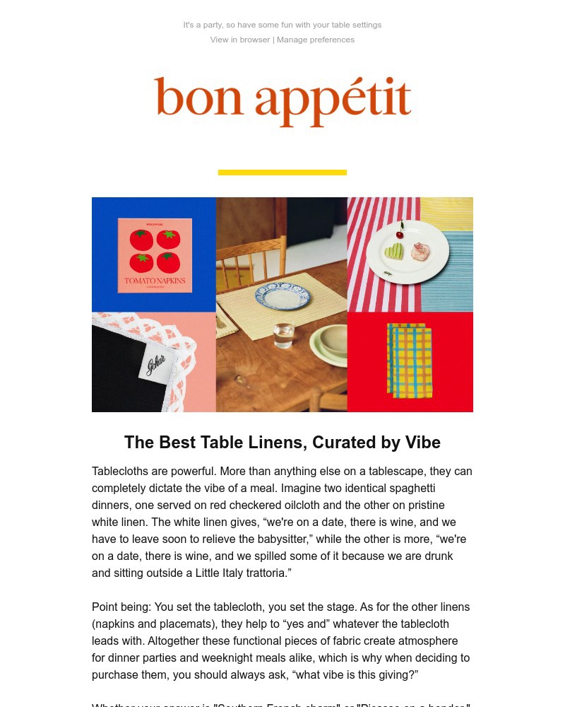 Screenshot of email sent to a Bon Appétit Newsletter subscriber