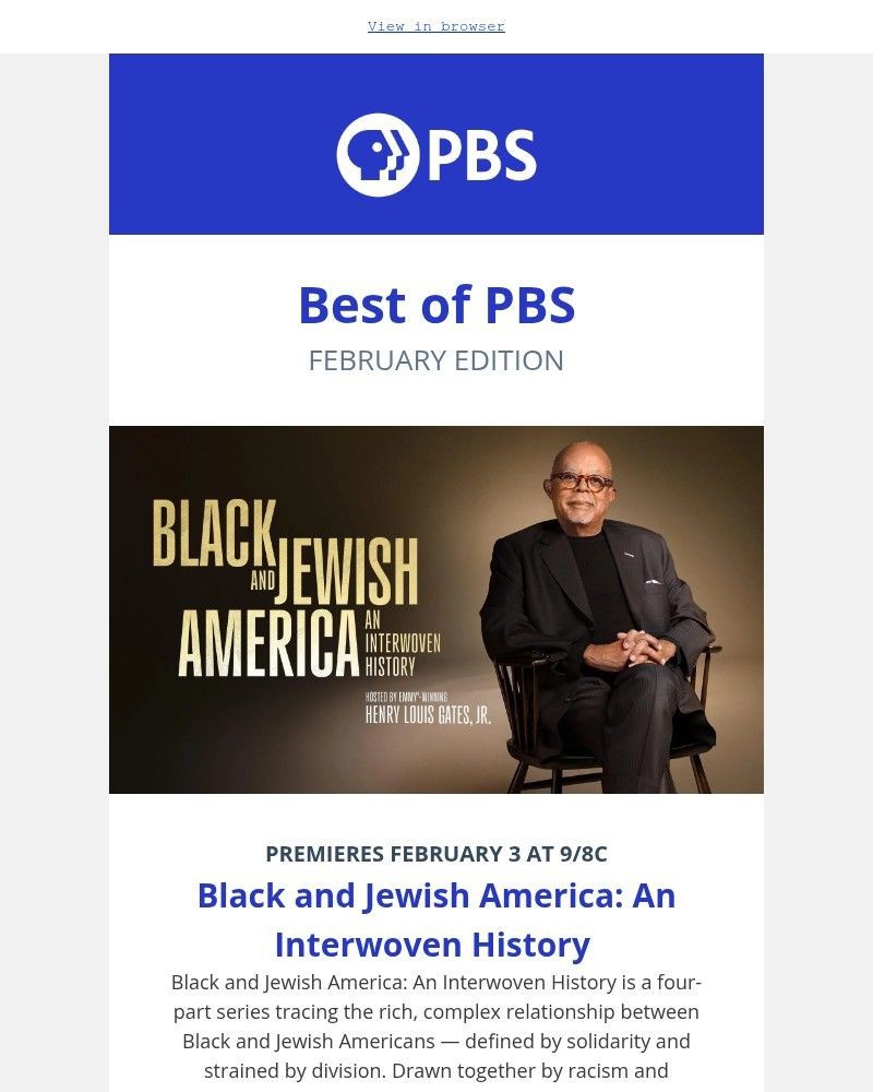 Screenshot of email sent to a PBS Newsletter subscriber