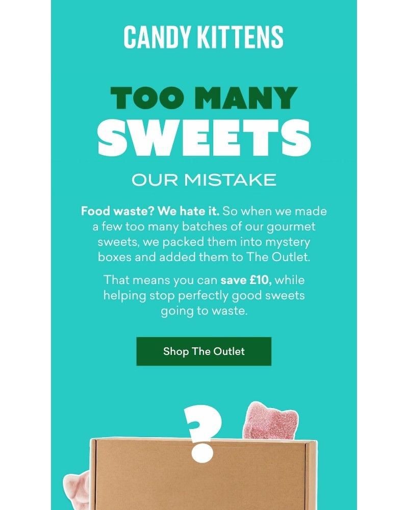 Screenshot of email sent to a Candy Kittens Newsletter subscriber