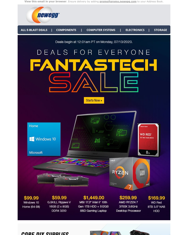 Screenshot of email with subject /media/emails/fantastech-sale-starts-now-5999-gskill-ripjaws-v-16gb-ddr4-memory-25999-amd-ryzen_3PUC5Pj.jpg