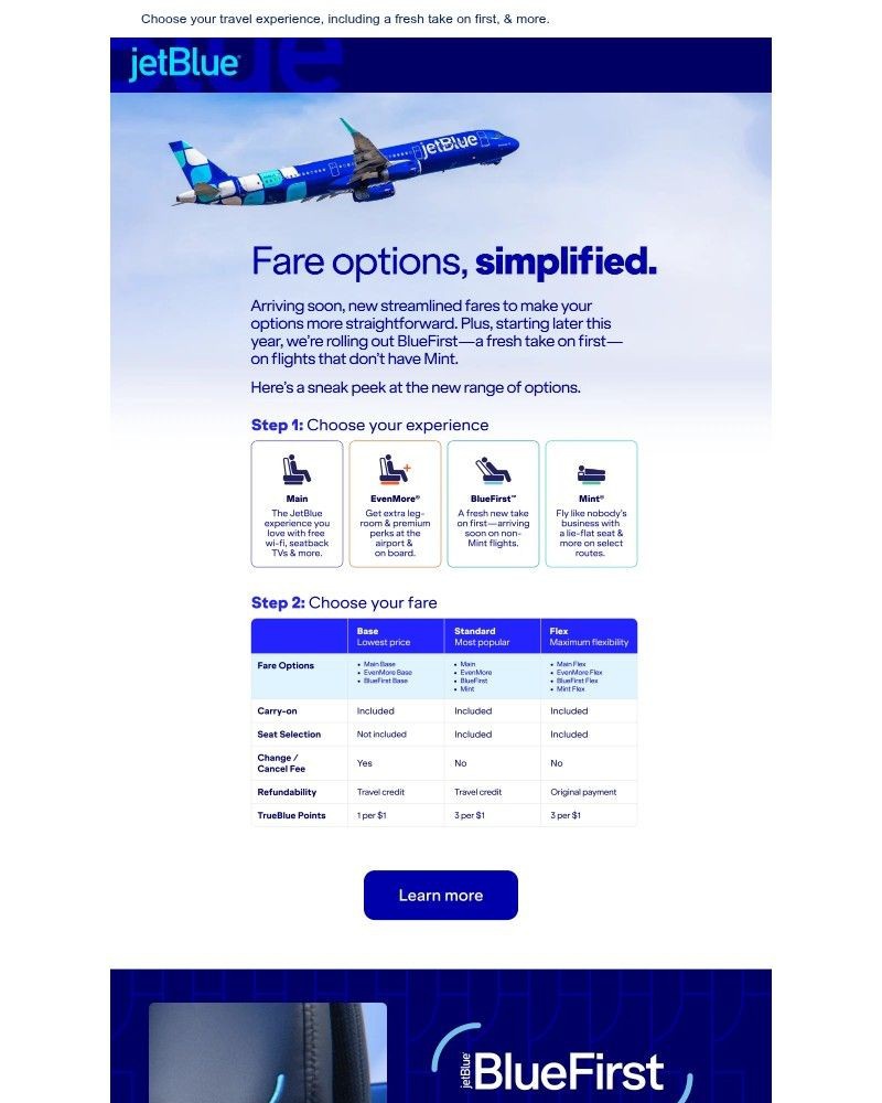 Screenshot of email sent to a JetBlue Registered user