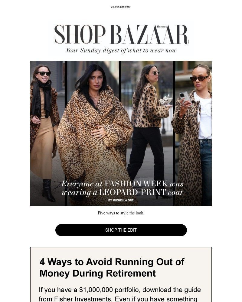 Screenshot of email sent to a Harper’s Bazaar Newsletter subscriber