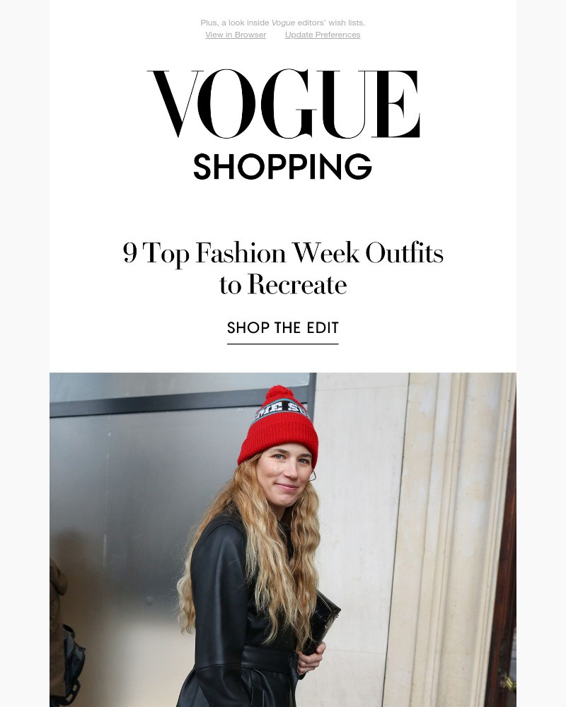 Screenshot of email sent to a Vogue Newsletter subscriber