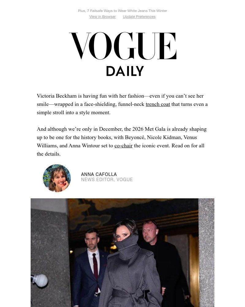 Screenshot of email sent to a Vogue Newsletter subscriber