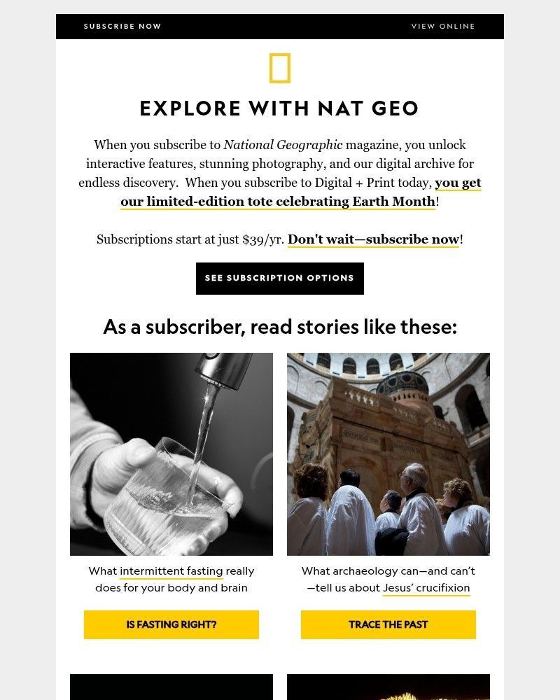 Screenshot of email sent to a National Geographic Newsletter subscriber