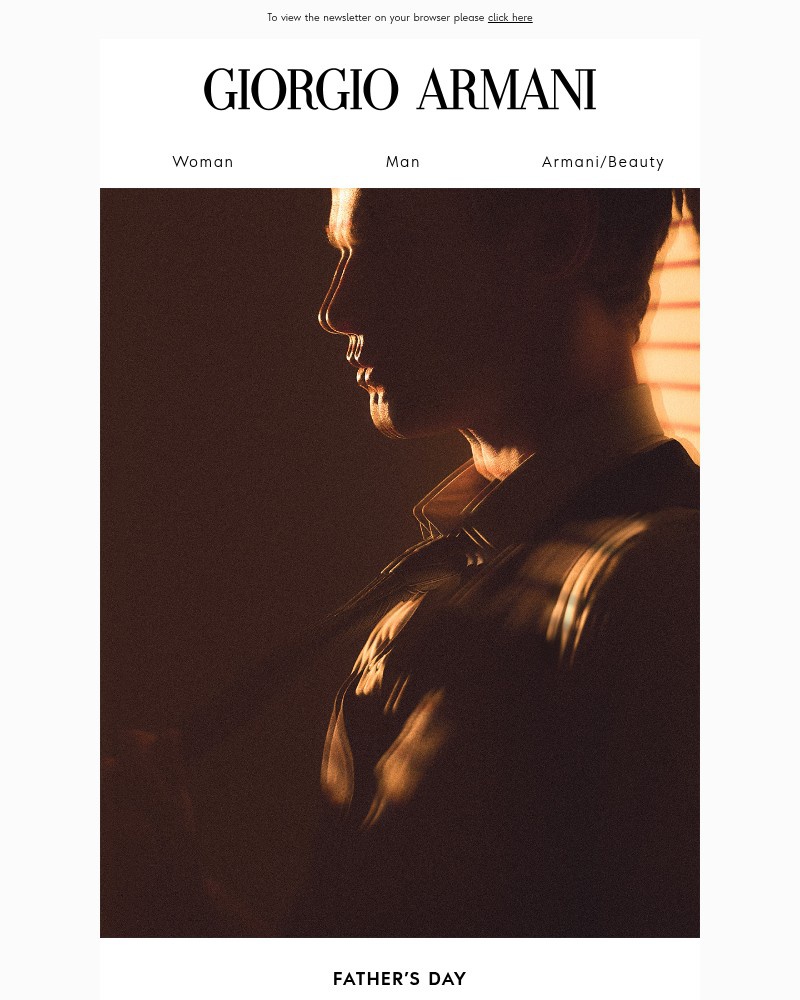 Screenshot of email sent to a Armani Newsletter subscriber