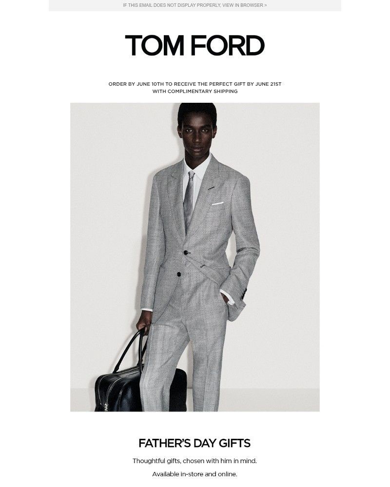 Screenshot of email sent to a Tom Ford Newsletter subscriber
