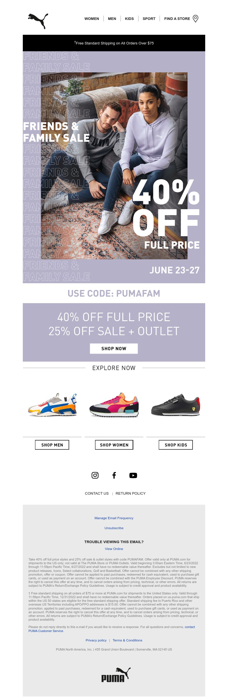 Email sent Puma to a subscriber
