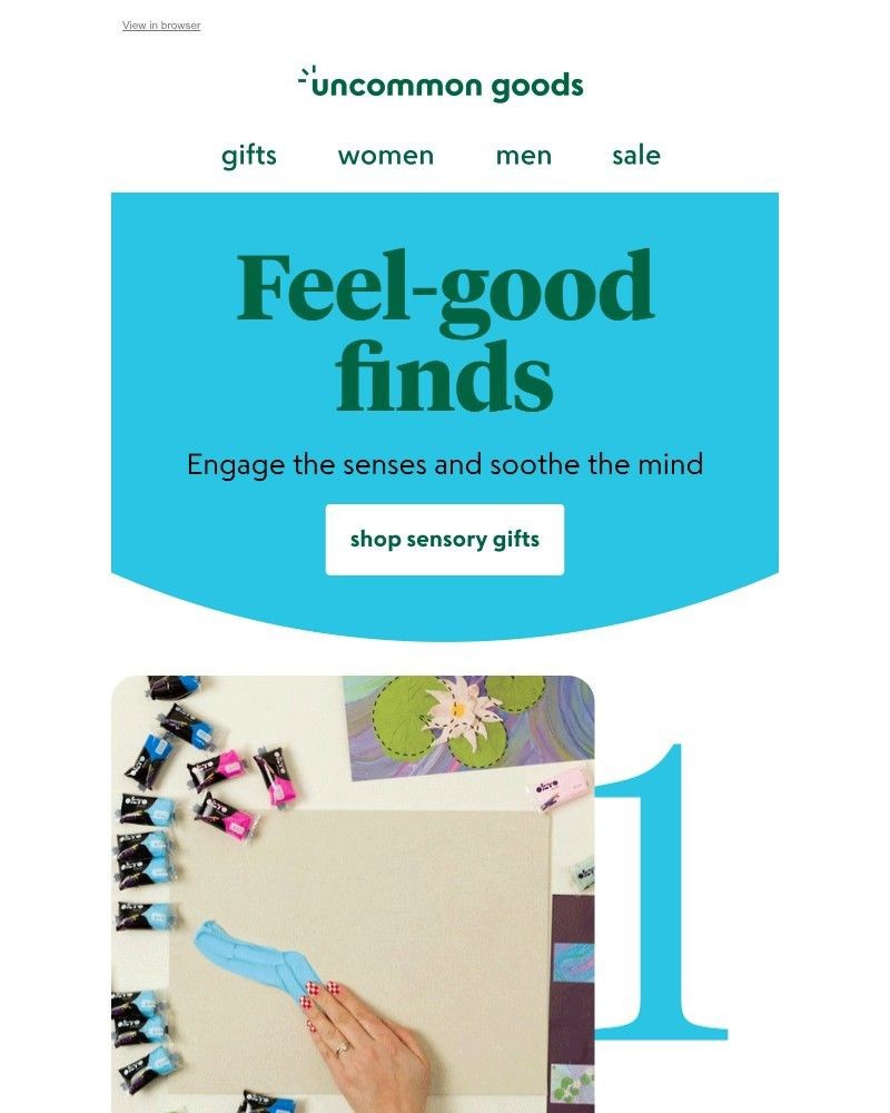 Screenshot of email sent to a UncommonGoods Newsletter subscriber