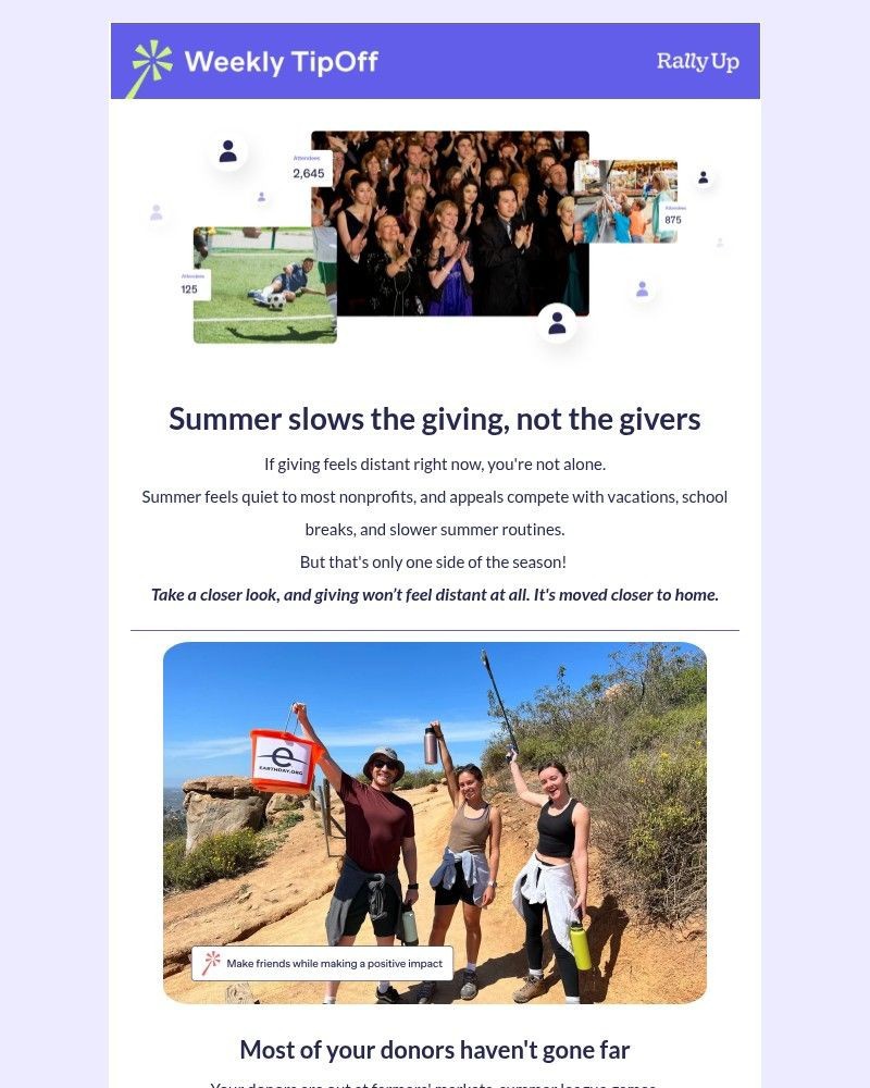 Screenshot of email sent to a RallyUp Newsletter subscriber