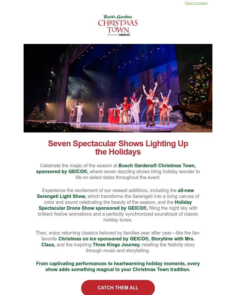Screenshot of email sent to a Busch Gardens Newsletter subscriber